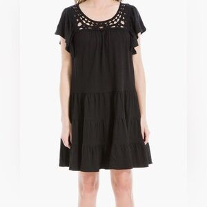 Max Studio Crochet Trim Tiered Minidress